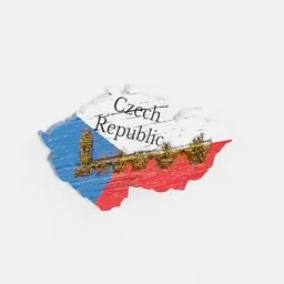 Detailed Blender 3D model showcasing Czech flag colors and Charles Bridge bas-relief on a map-shaped fridge magnet.