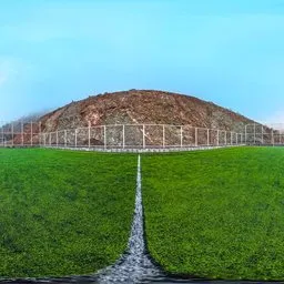 Green Sports Field Mountain Daylight