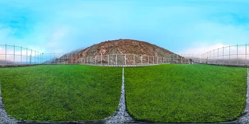 Green Sports Field Mountain Daylight