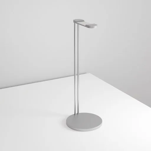 Modern 3D rendered aluminum headphone stand, elegant design, optimized for Blender visualization.
