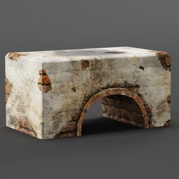 "Highly detailed Furnace 3D model for Blender 3D, featuring hand-painted textures and ancient building inspired rounded forms. This fireplace model is perfect for creating realistic old brick walls and adds a unique touch to any scene."