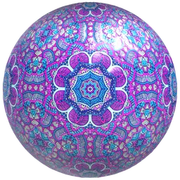 PBR Mandala Ceramic Decoration material for Blender 3D seamless tile with color and texture adjustments.
