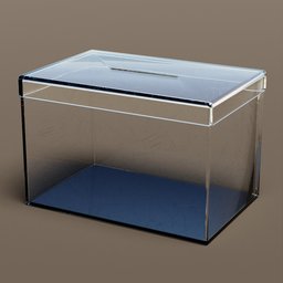 "Transparent Methacrylate Ballot Box for Voting - Highly Detailed 3D Model for Blender 3D". This alt text includes the keywords "Methacrylate", "Ballot Box", "Voting", "3D Model", and "Blender 3D". It also highlights the model's high level of detail and transparency.