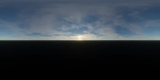 High-resolution HDR image capturing dynamic sunlight breaking through a cloudy sky, ideal for realistic lighting in 3D rendering.