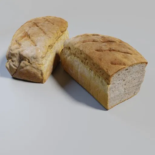 Realistic sliced loaf 3D model, high-detail texture, Blender compatible, perfect for CGI projects.