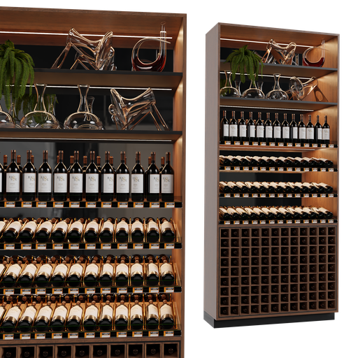 Wine shelf Restaurant / Bar models BlenderKit