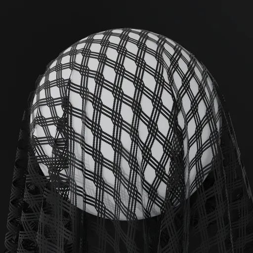 High-definition PBR fishnet lace material for 3D modeling in Blender, suitable for clothing and decor textures.