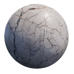 Realistic 4K PBR texture of a cracked and weathered marble surface, suitable for Blender and other 3D software.