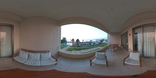 Sunrise beach view HDR from Velamar Balcon balcony for realistic lighting in 3D scenes.