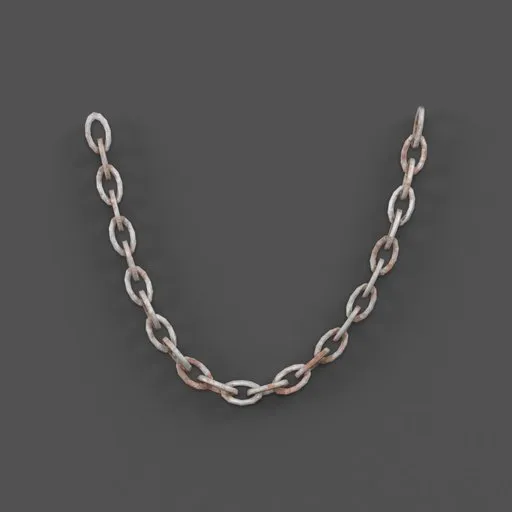 Detailed metallic 3D chain model for Blender, ideal for realistic medieval or industrial scene rendering.