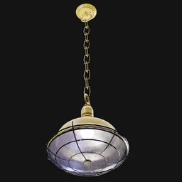 Old Industrial Pendant Light Yellow