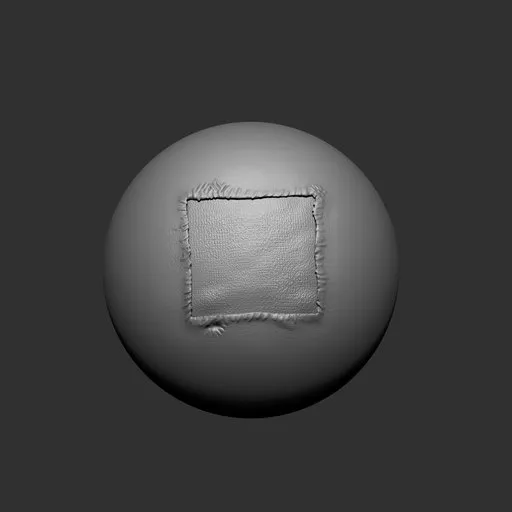3D sculpting brush effect for square fabric damage with tears and stitches for Blender models.