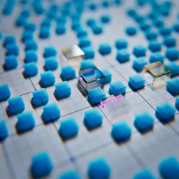 Procedural Blue Cubes Grid Abstract