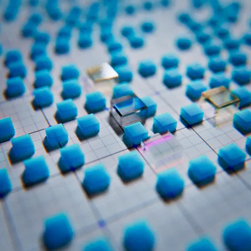 Procedural Blue Cubes Grid Abstract