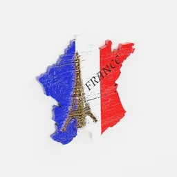 Detailed Blender 3D model showcasing France-shaped magnet with Eiffel Tower relief.