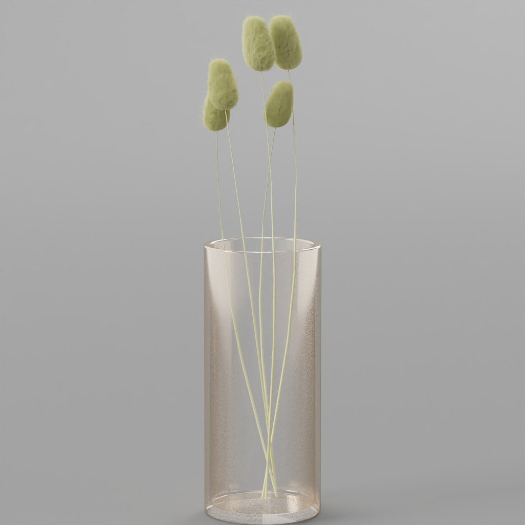 Bunny Tail Fluff Grass in Glass Vase Indoor Plants models BlenderKit