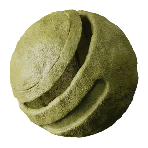 Highly detailed green PBR material texture emulating organic alien skin, suitable for 3D models in Blender and other software.