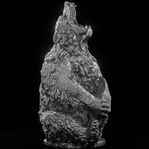 statue of Steel Seated bear