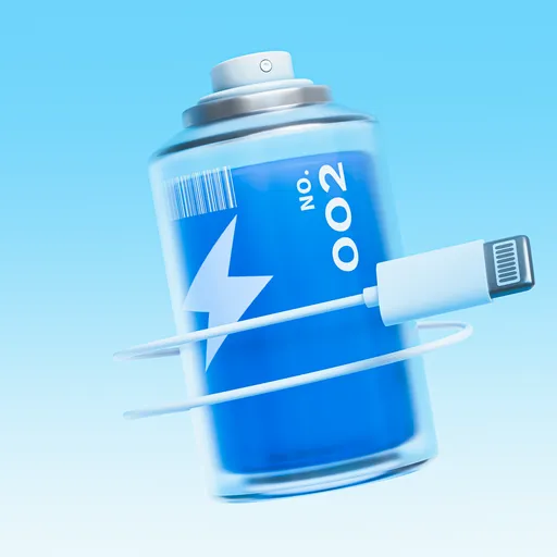 3D modeled blue spray bottle with dynamic motion, Blender product visualization.