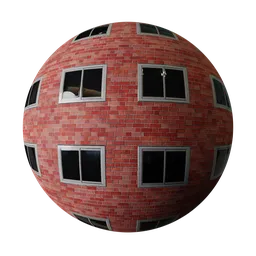 Modern Red Brick Facade with Windows