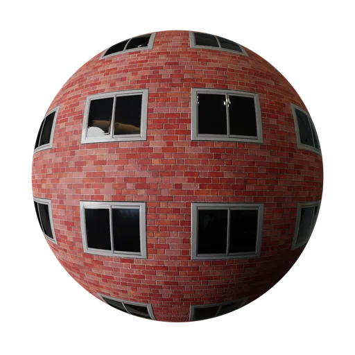 Modern Red Brick Facade with Windows