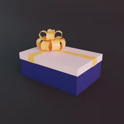 3D-rendered gift box with golden bow for festive interior scenes, compatible with Blender 3D.
