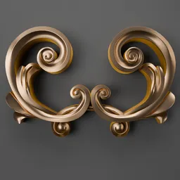 Intricate golden 3D ornament model, ideal for enhancing classic design projects, compatible with Blender 3D.