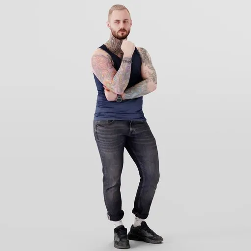 Stylish tattooed people posing
