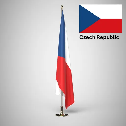 Czech Republic Ceremonial flag on stand