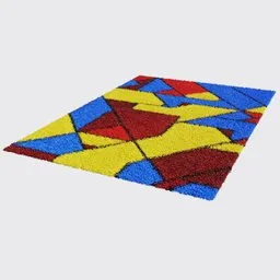 Colorful abstract patterned 3D carpet model, inspired by Paul Klee, for Blender rendering and visualization.