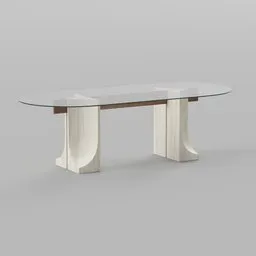Glass and Travertine Dining Table