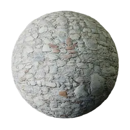 High-resolution PBR texture of a damaged stone wall suitable for Blender 3D and other CG applications.