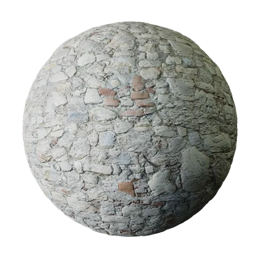 High-resolution PBR texture of a damaged stone wall suitable for Blender 3D and other CG applications.