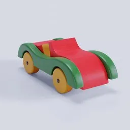 Colorful toy car 3D model with a smooth finish, ideal for Blender 3D rendering and decoration visuals.