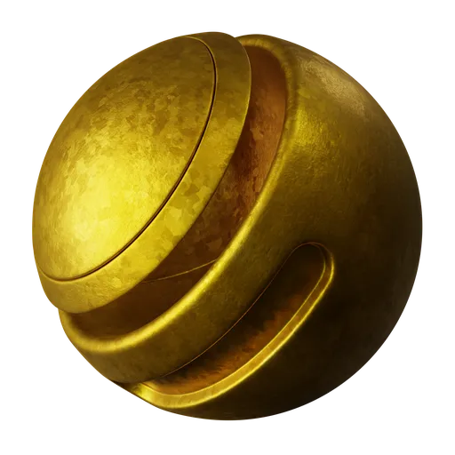 Textured PBR material for Blender 3D showcasing a reflective Galvanized Gold finish suitable for various applications.