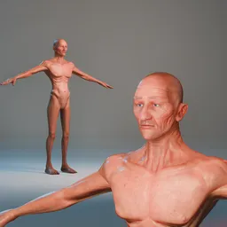 Old Man Body Base Mesh Character - Semi Realistic - Rigged (Rigify)