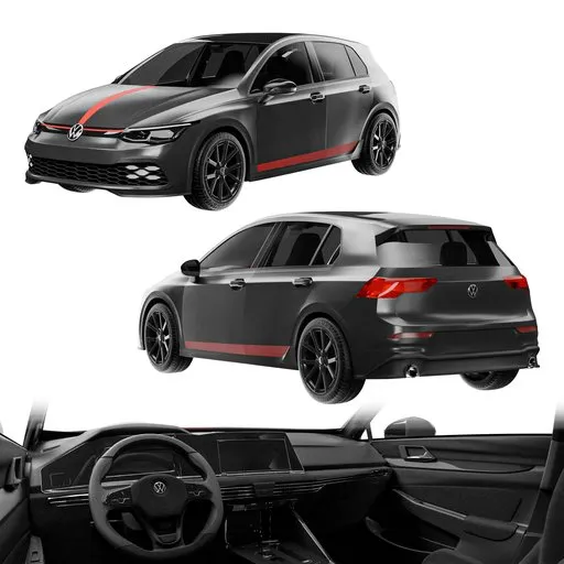 Detailed Blender 3D model of a lowpoly Volkswagen Golf, suitable for game engine integration.