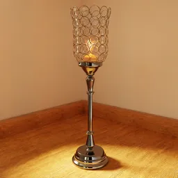 Elegant crystal-adorned battery lamp 3D rendering for Blender design.