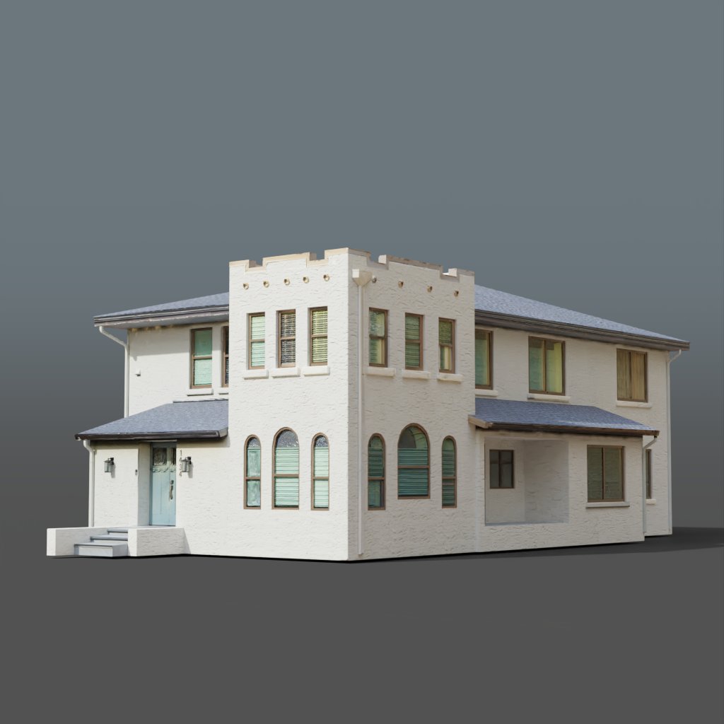 Blendkit | Download the BG Buildings - TwoStoryMedHouse model