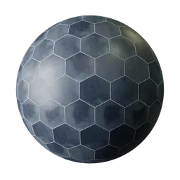 High-quality PBR blue hexagonal tile texture for 3D modeling and rendering in Blender and other 3D applications.