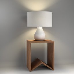Cube Shape Night Stand With Lamp