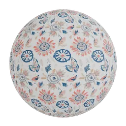 Folk style floral wallpaper
