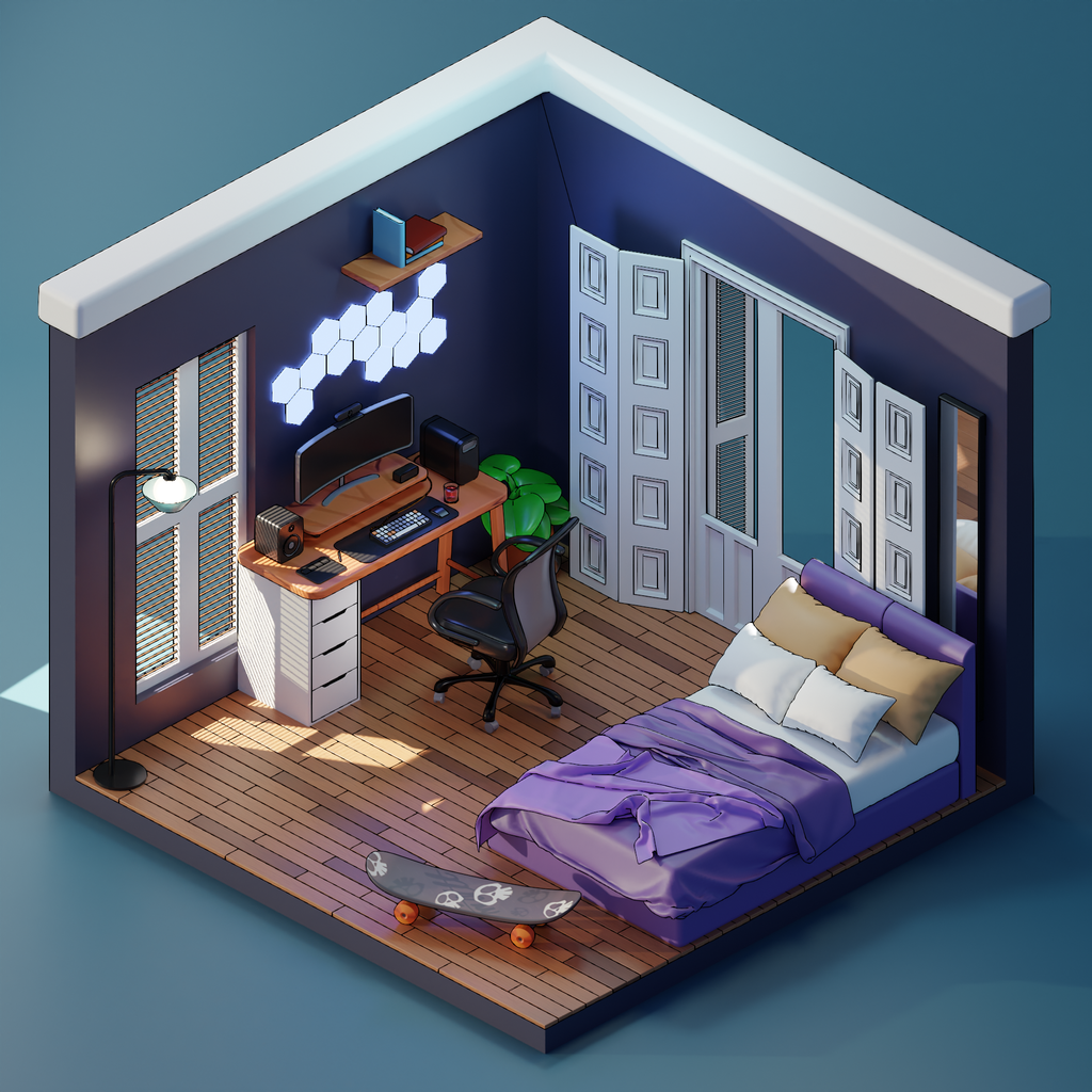 Isometric Bethroom Scene | Isometric scenes | BlenderKit