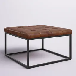Industrial Leather Ottoman