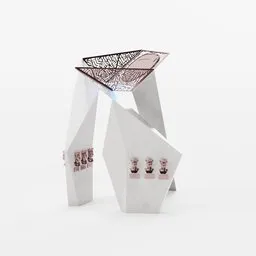 "Courageous 12 Monument - A 3D sculpture inspired by the 12 groundbreaking black officers who joined the St. Petersburg Police Department. This Blender 3D model portrays a small white sculpture with a pink kite atop, paying homage to their bravery and significance. Discover this iconic artwork for architectural concepts, featuring an artist's impression of high heels and a touch of Parisian influence."