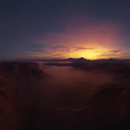 Red Twilight Sky Mountain Valley