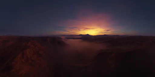 Red Twilight Sky Mountain Valley