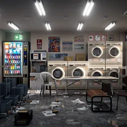 Japanese abondoned laundry Room
