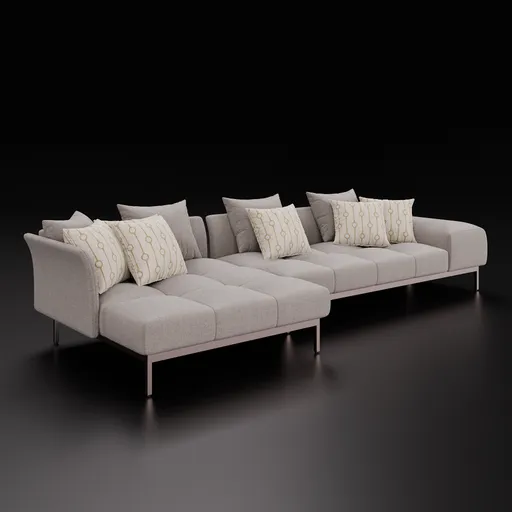 3D-rendered modular sofa model showcasing changeable fabric in a sleek design, compatible with Blender 4.0+.
