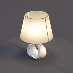 Realistic Blender 3D model of a modern styled table lamp with an intricate base design, suitable for interior rendering.